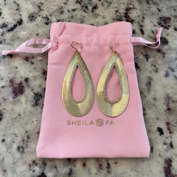 Sheila Fajl Eva Earrings Brushed Gold with CZs - Picture 4 of 4